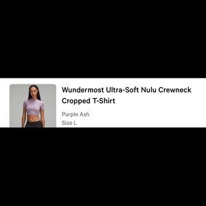 Lululemon Wundermost Ultra Soft Nulu Crewneck Cropped Tee